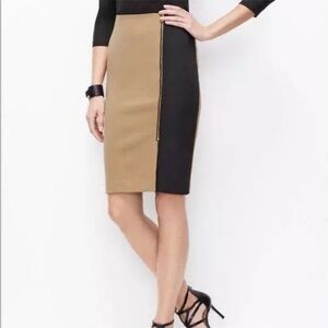 Ann Taylor Tan & Black Color-block Pencil Skirt sz 10 petite NWT